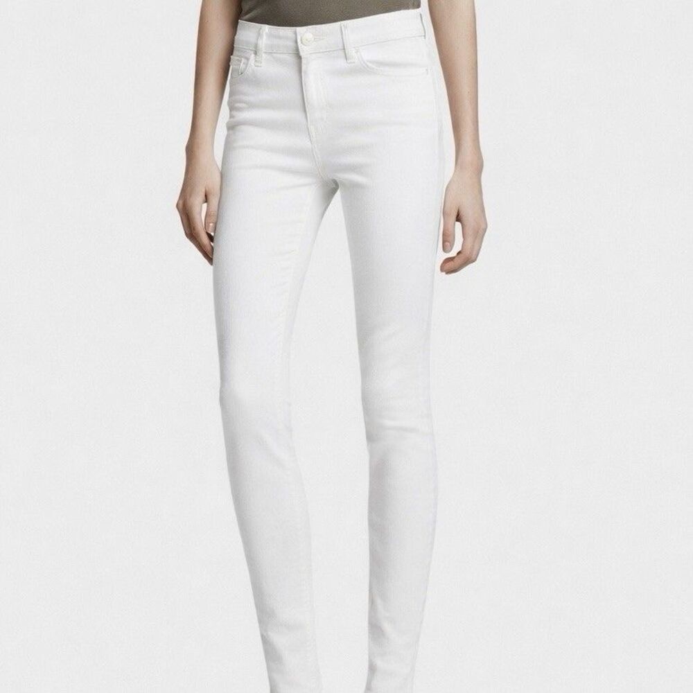 J Brand Maria Womens 26 White High Rise Skinny Denim Pants Jeans Raw Hem Frayed